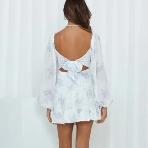 green emerald velvet dress Blue Floral Short Sleeve Midi Dress - All Dresses